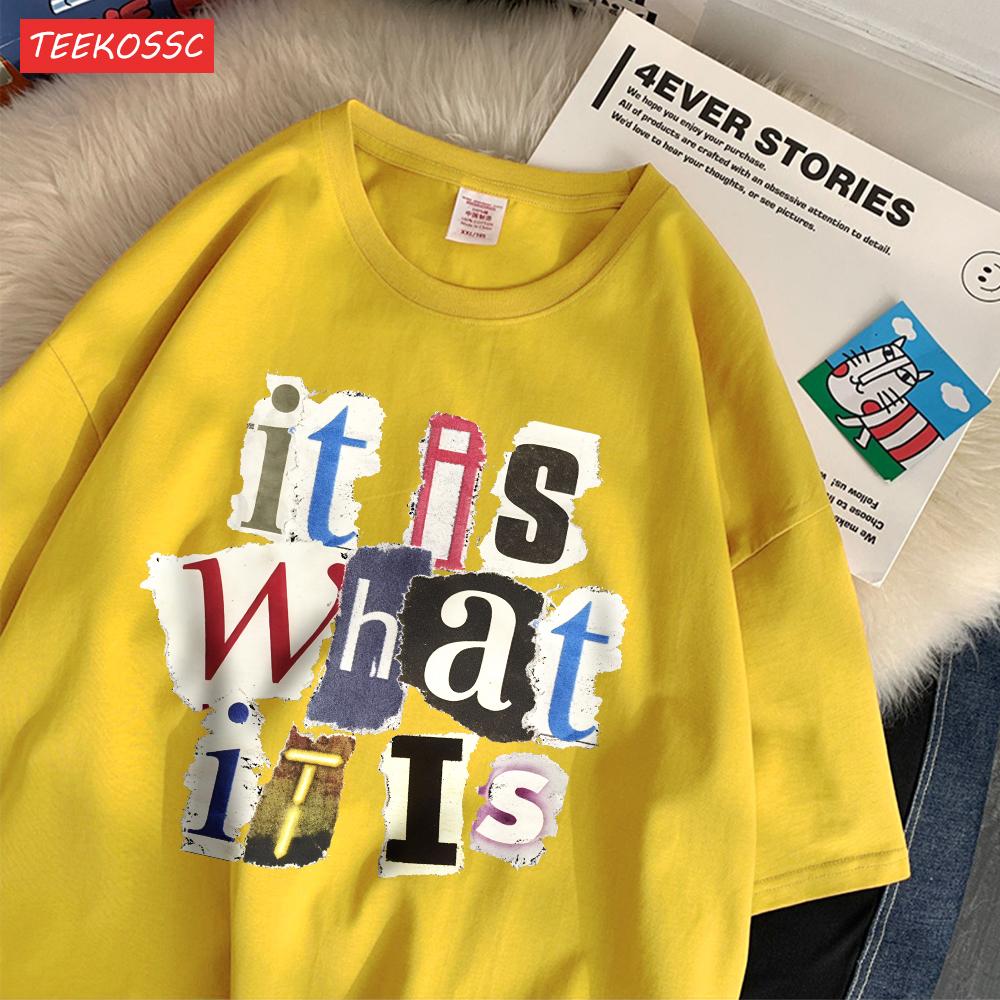 Fashion Cotton WomenS TShirts It Is What Funny Letter Printing Tops Oversize ONeck Soft Short Sleeve Summer Female Clothes