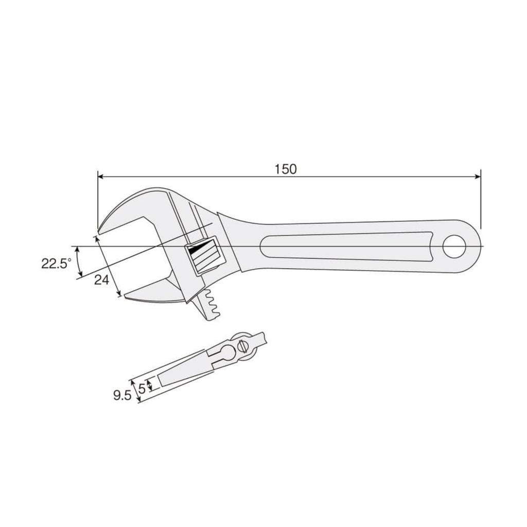 HOZAN Monkey Jaw Opening Lightest in its with Graduations and Convenient for Continuous Made in Nominal Size 150 Wrench, 0-24mm, Class, 110g, Grip,
