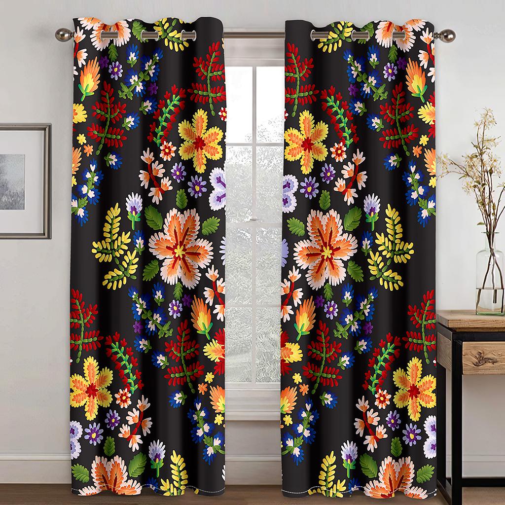 Flowerlike Brocade 3D digital Printed Drape Livingroom Space Bedchamber Household privacy 90g polyester low shading curtain fabric two panels