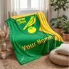 Norwich City Benutzerdefinierter Name Text Flanelldecke Fußball Logo Personalisierte Fleece-Kuscheldecke Besonderes Geschenk für Sofa Schlafzimmer Zuhause
