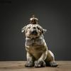 Krone Bulldogge Statue Simulierte Tierornamente Schreibtischdekoration Moderne Handwerkskunst Gentleman Welpen Skulptur Raum Ästhetische Dekoration