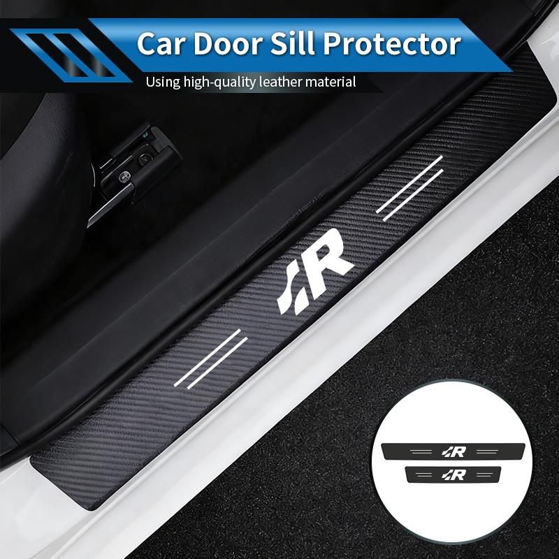 New 2026 Leather Car Door Plate Threshold Protector Strip Sticker For Volkswagen VW Scirocco Jetta Beetle Golf Passat Polo Sharan Touran