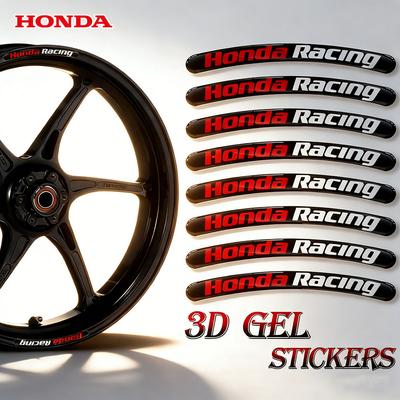 3D Gel Racing Motorcycle Wheel Stickers, Waterproof Honda Rim Decals for Honda Motorbike Scooter