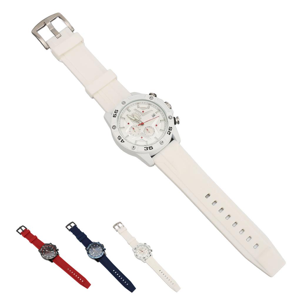 Multifunctional Quartz Watch Silicone Strap Fashion Date Luminous Water Resistant Casual Men Wristwa