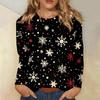 3D Christmas Snowflake Gradient Print Round Neck Long Sleeve T-shirt Casual Long Sleeve Top Party Loose Women's Top