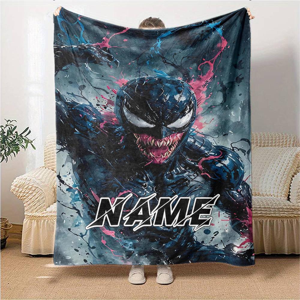 Custom Name Venom Artwork Poster blanket for Couch & Bed, Plush Cozy Fuzzy Blanket Super Soft & Warm Blankets for Fall and Winter. 0908435