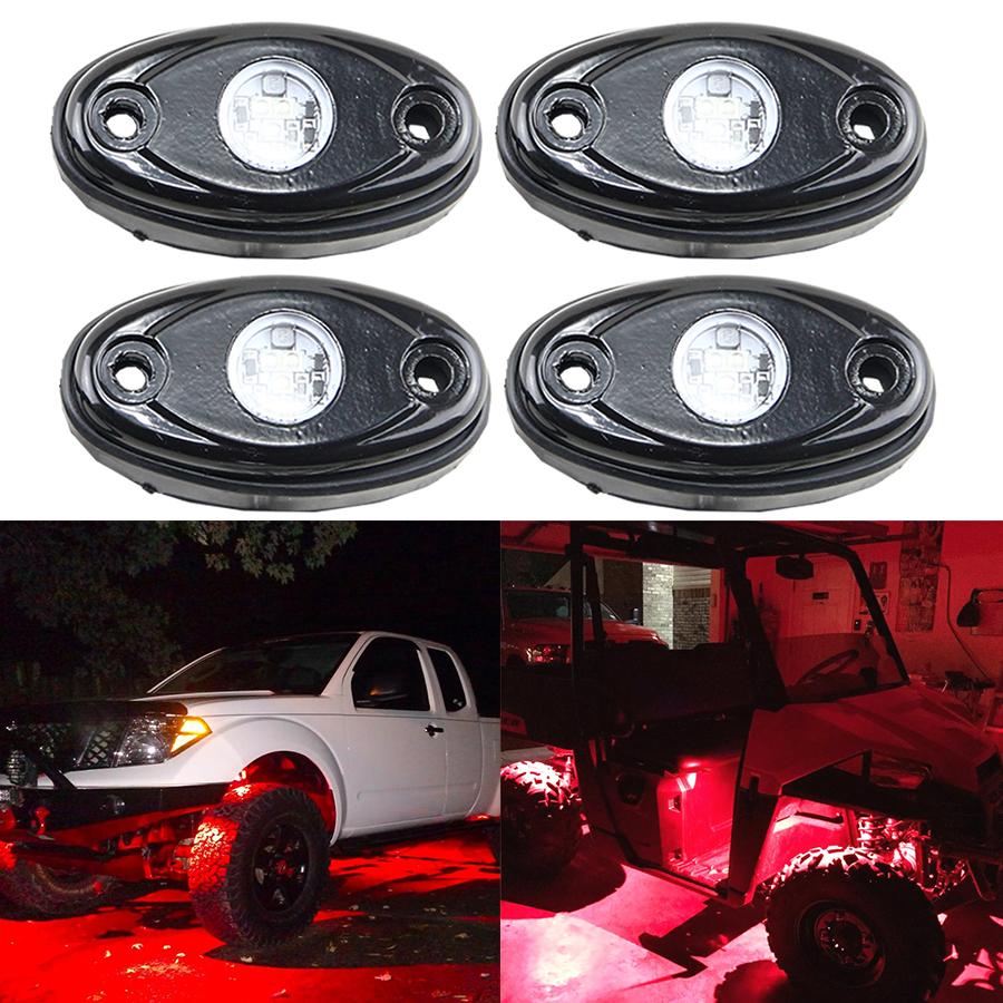 

4Pcs Brilliant RED 9W HIgh Power LED Rock Light for JEEP Offroad Truck Boat Under Body Tail Light Source