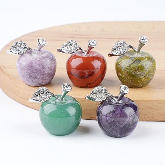 DIY Necklace Pendant Fruit Shape Natural Faux Crystal Pendant with Electroplated Silver Leaf Buckle 20mm Mini Ornament