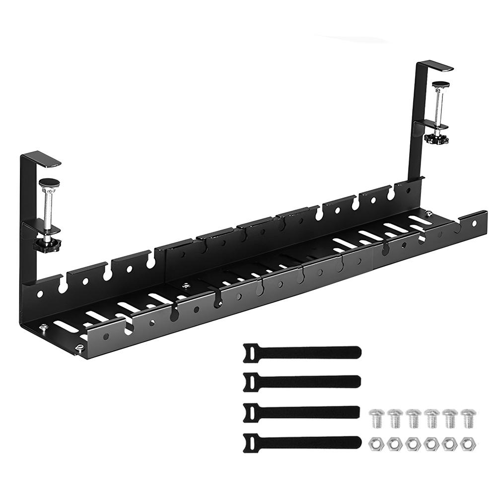 Under Desk Cable Management Cable Tray Telescopic Under Table Storage Rack Metal Cable Tray Basket Heavy Duty for Cords