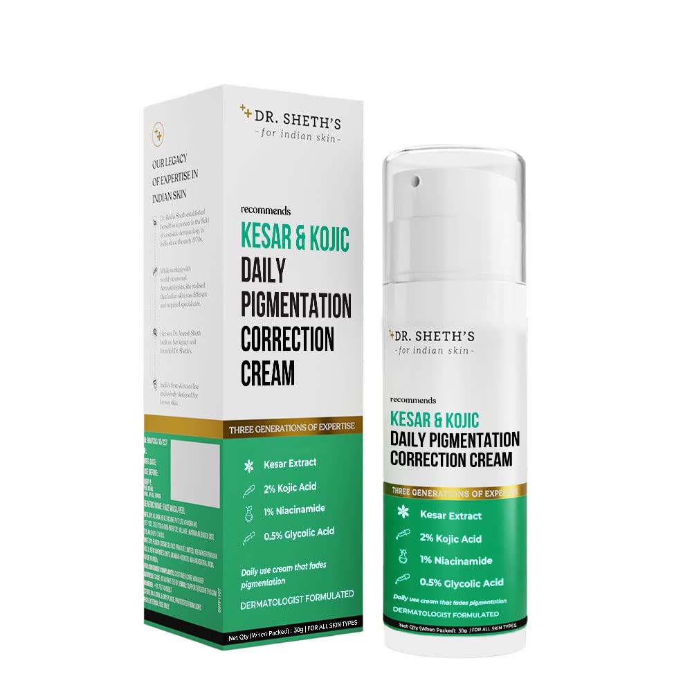 

Dr. Sheth s Kesar & Kojic Acid Daily Pigmentation Correction Face Cream 30G Lightweight Non-Greasy