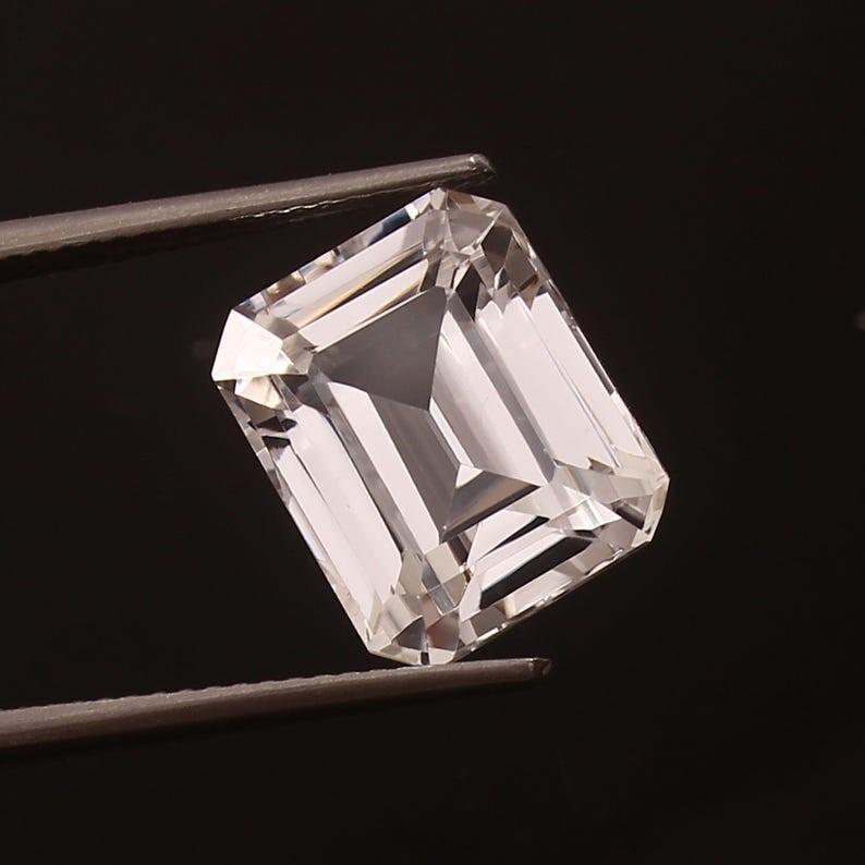Flawless 20x15mm Heated Ceylon White Sapphire Emerald Cut Loose Gemstone