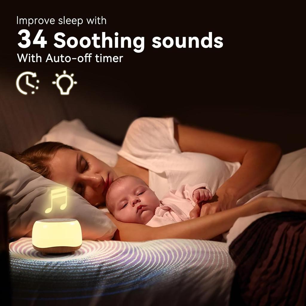 White Noise Sound Machine with 7 Colors Night Light 34 Soothing Sounds, Portable Sound Machine for Baby Adults Kids Sleep with 30 Volume Levels 4