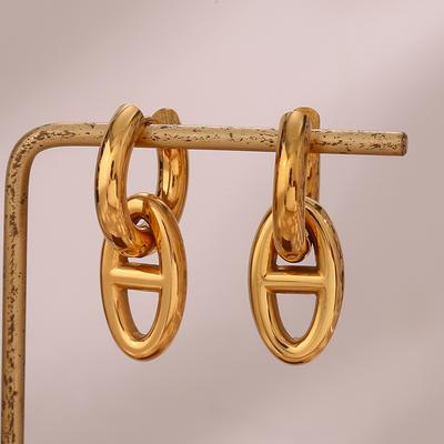 Personalizované módní jednoduché náušnice niche design titanová ocel 18K zlato přívěsek prasečího nosu zlaté náušnice