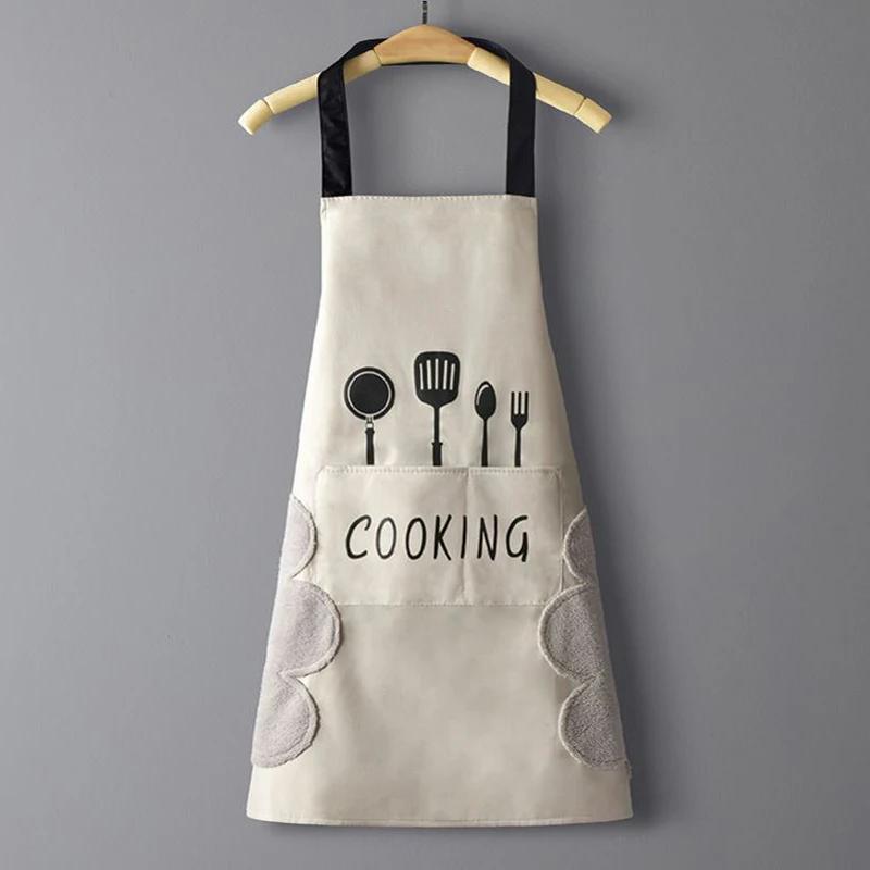Apron Waterproof Oilproof Can Wipe Hands Kitchen Work Clothes Home Cooking Cleaning Men and Women Universal Sleeveless Apron