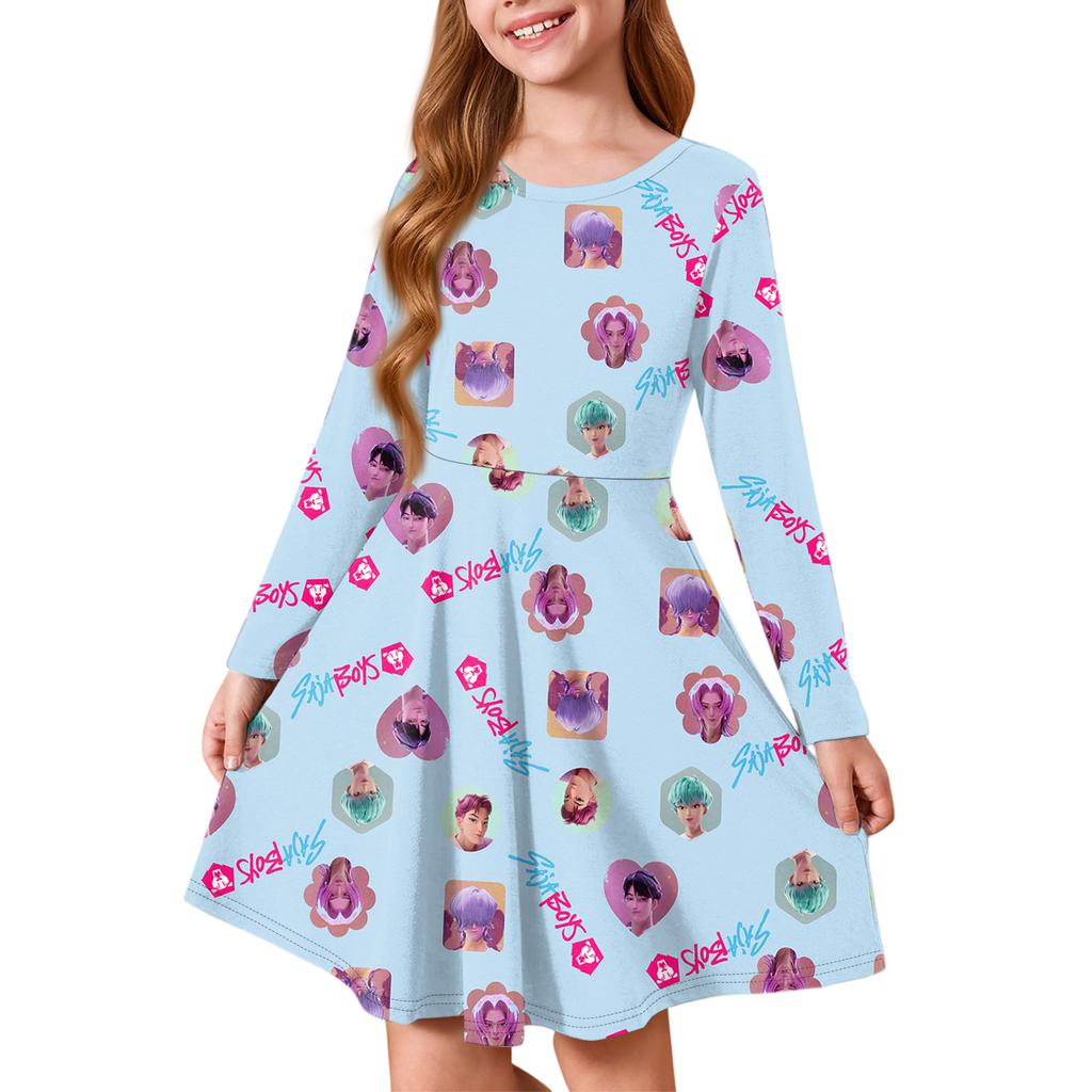 Girls' Princess Dress - Long Sleeve A-Line T-Shirt Dress