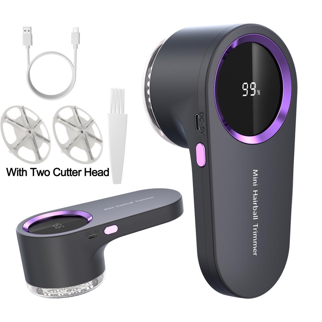 Portable USB Rechargeable Electric Lint Shaver and Fabric Trimmer with Digital Display, Includes Two Blades – Ideal for Clothes