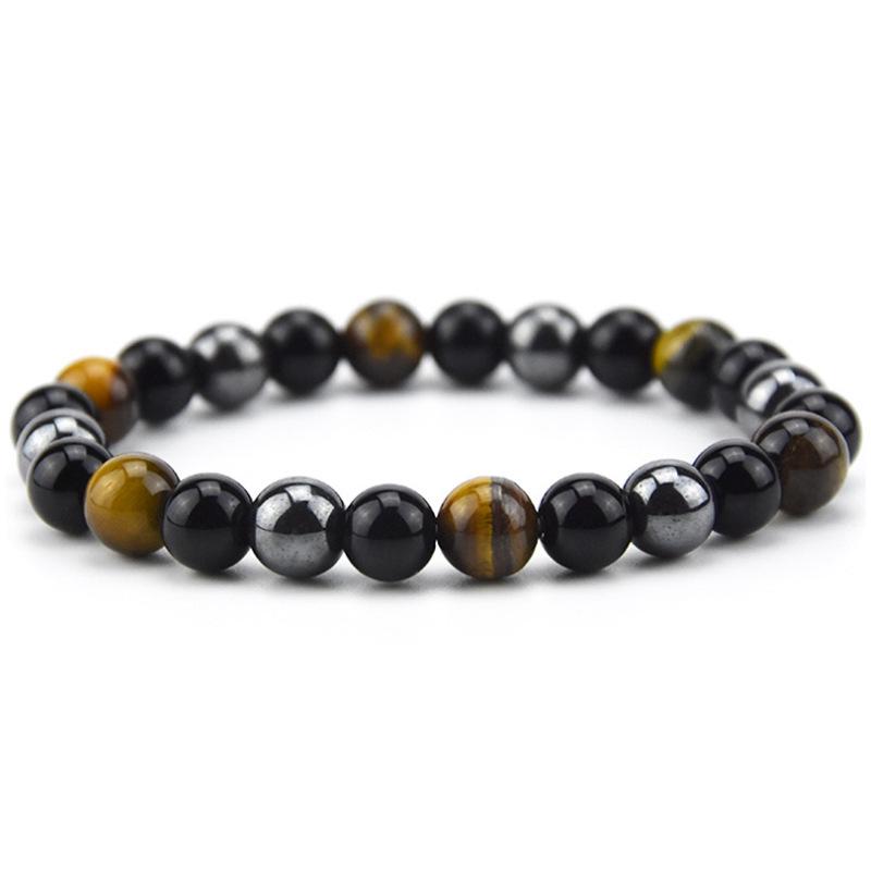 Cross-border Tiger Eye & Hematite Obsidian Beaded Men's Fashion Bracelet
