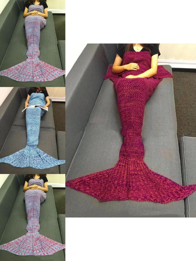 Mermaid Tail Blanket With Warm Acrylic Material For Teen Room And Lounge Comfort
