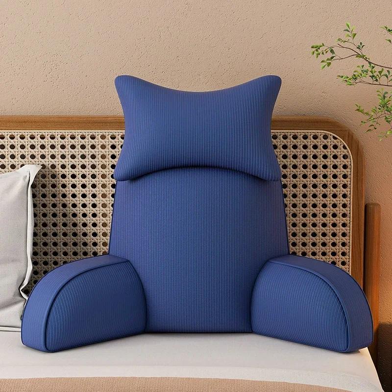 Adult Reading Pillow Husband Pillow Dark Grey Backrest with Arms Ultra-Comfy Removable Microplush Cover & Detachable Neck Roll