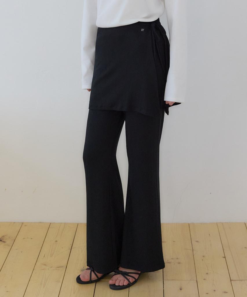 OURHOPE Comfy Layered Skirt Pants - Black