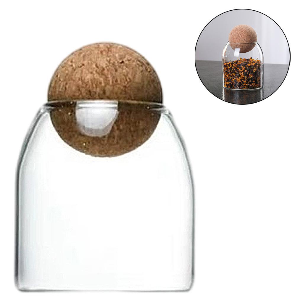 Clear Cork Glass Bottle Storage Sealed Jar Candy Coffee Bean Jar 