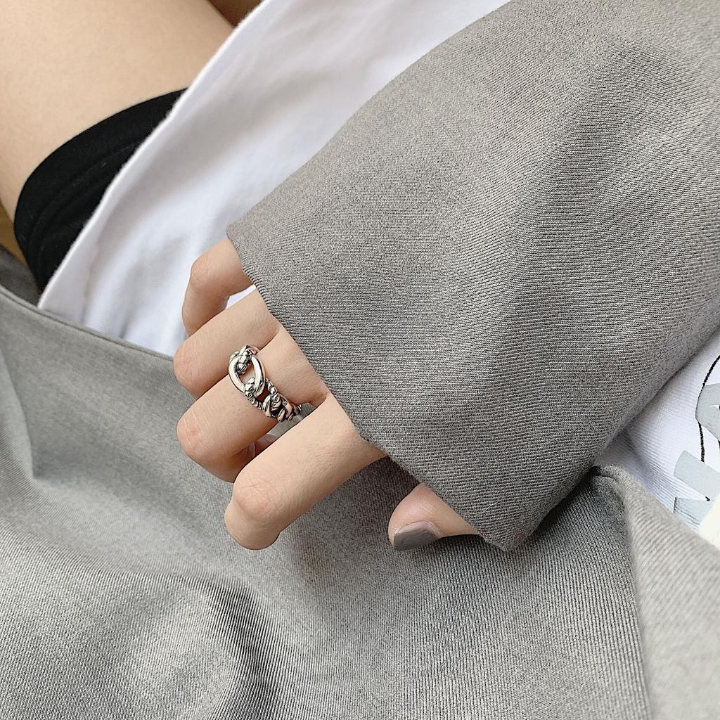 New Personality Distressed Knotted Popualr 925 Sterling Silver Jewelry Retro Accessories Twist Rope Shaped Opening Rings TYB434