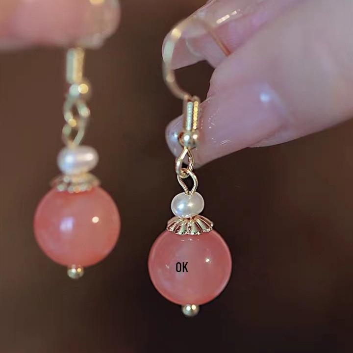 Retro Chinese Hetian Hanfu Style Clip-On Earrings - Unique Niche Design, No Piercing Needed