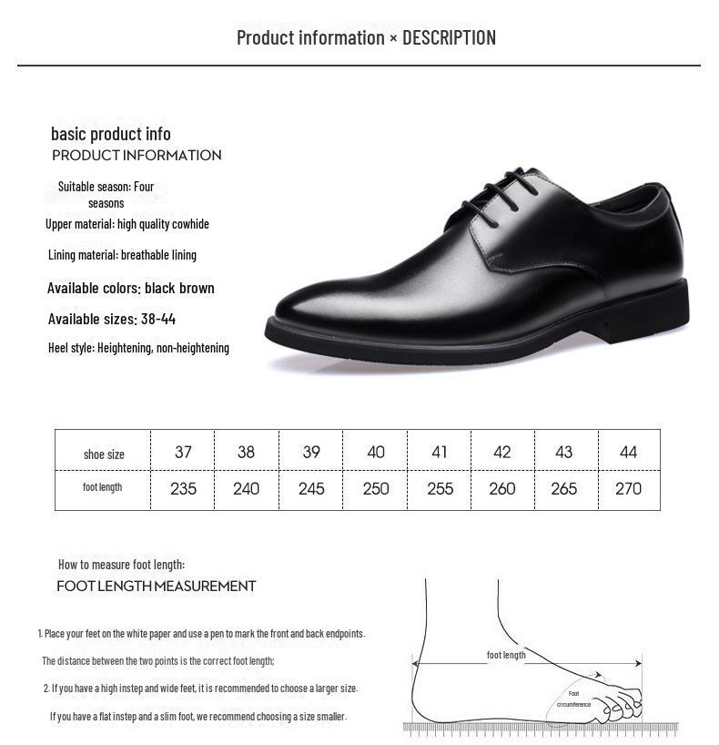 Pánské formální kožené boty pro podnikání - Měkká podrážka, Prodyšné, Neformální, Šněrovací, Černé, Britský Korejský styl