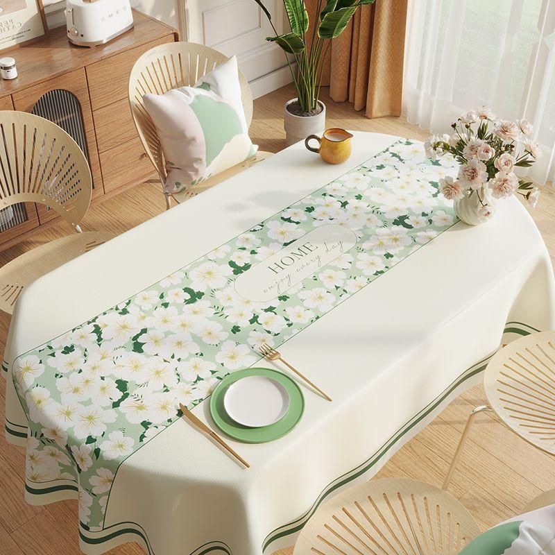 Oval Rectangular Universal Table Waterproof Tablecloth  Green Oil Proof Pvc Table Cover  Dining Table Cover Coffee Shop Decor