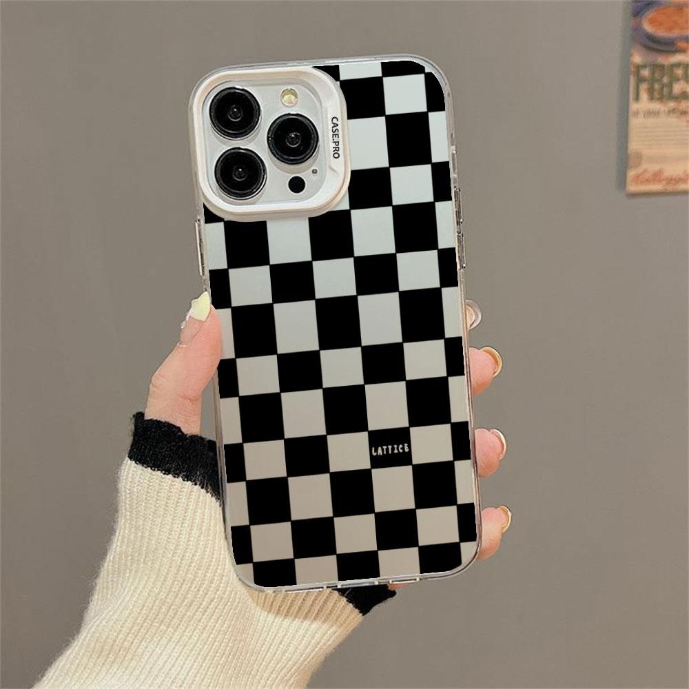 Modern Geometric Checkered Pattern Phone Case For iPhone 11 12 13 14 15 16 Pro Max 7 8 14 15 16 Plus X XR XS Max Protection Case