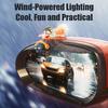 Wind Powered LED Rain Visor Mirror Guard Penguin Design Car Decoration