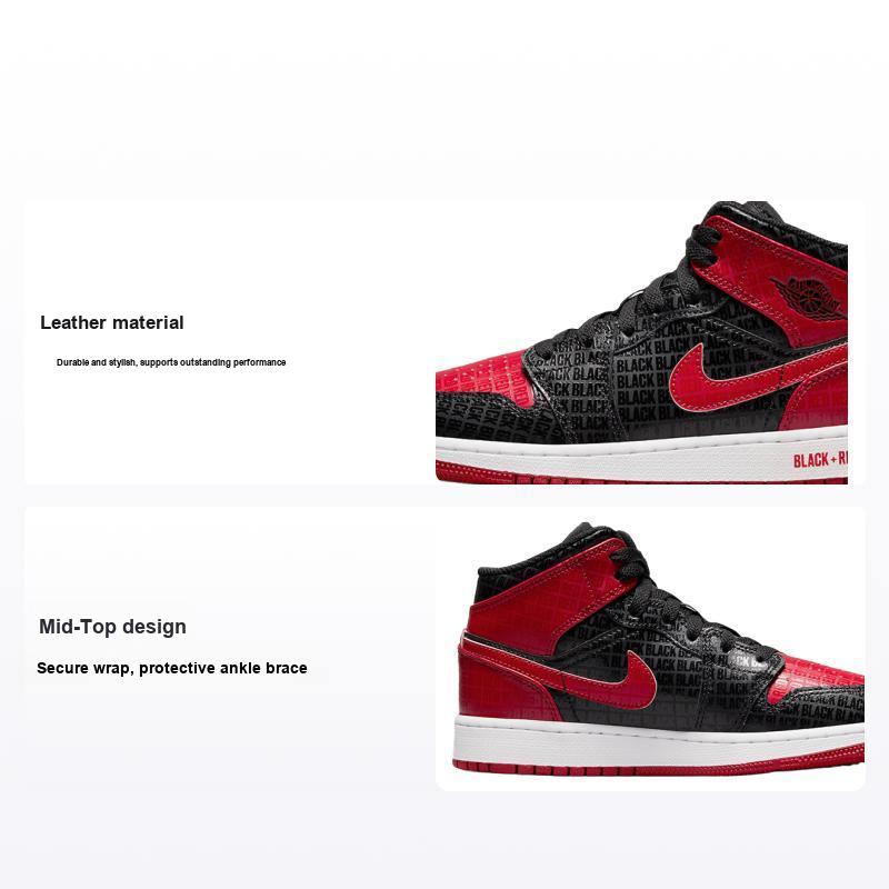 Детские кроссовки Air Jordan 1 Mid SS GS Black + Red = Bred Gym-Red White DM9650-001 36