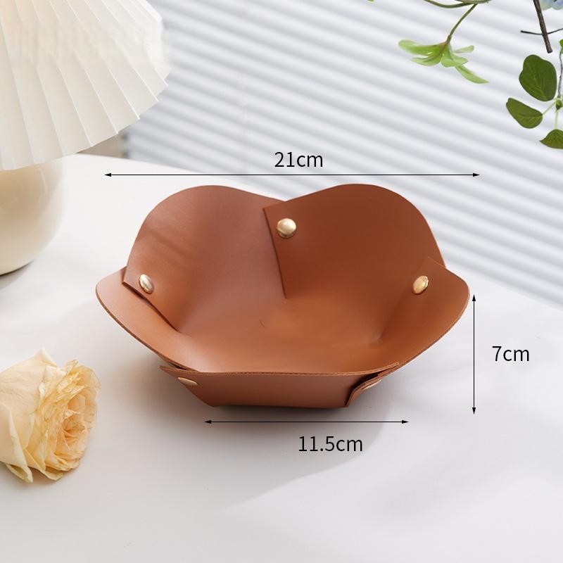 1PC Leather Organizer Desktop Tray Key Plate Home Decoration Organizador Dice Tray Key Wallet PU Leather Folding Storage Box