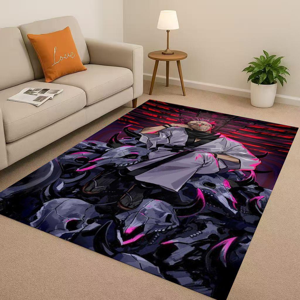 Anime Jujutsu Kaisen Cartoon Itadori Yuj Living Room Non-Slip Area Rug Carpet for Bedroom Playroom Sofa,Home Decor Doormat KID