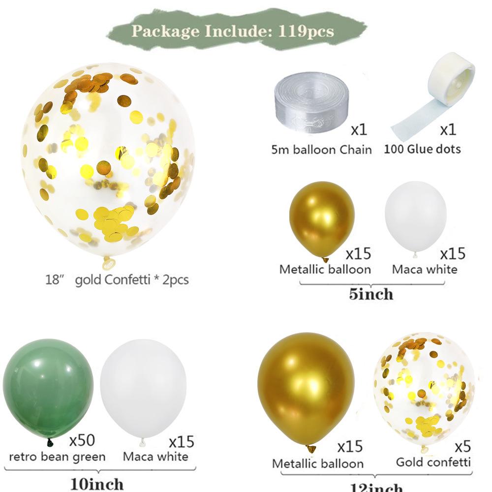 Bean Paste Green Latex Decorated Balloon Chain Package Decorated Wedding Avocado Party Vintage Bean Paste Green