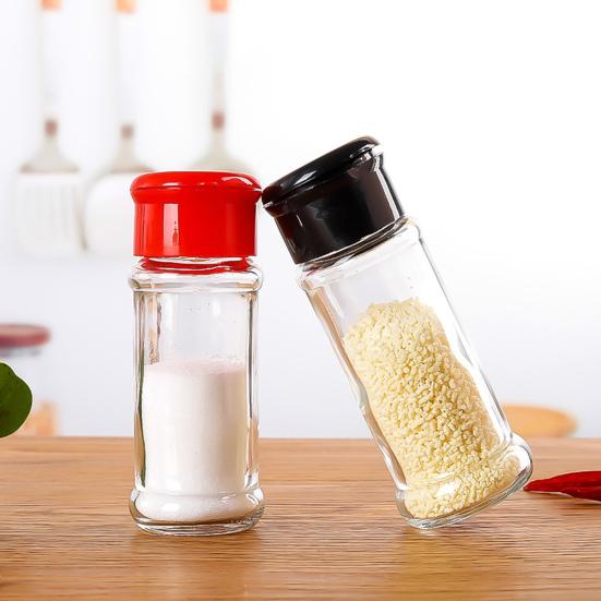 Kořenka s víčkem Průhledná Odnímatelná Znovu použitelná Plnitelná Multifunkční 4 barvy Malé nalévací otvory Nádobka na koření Kuchyňské doplňky