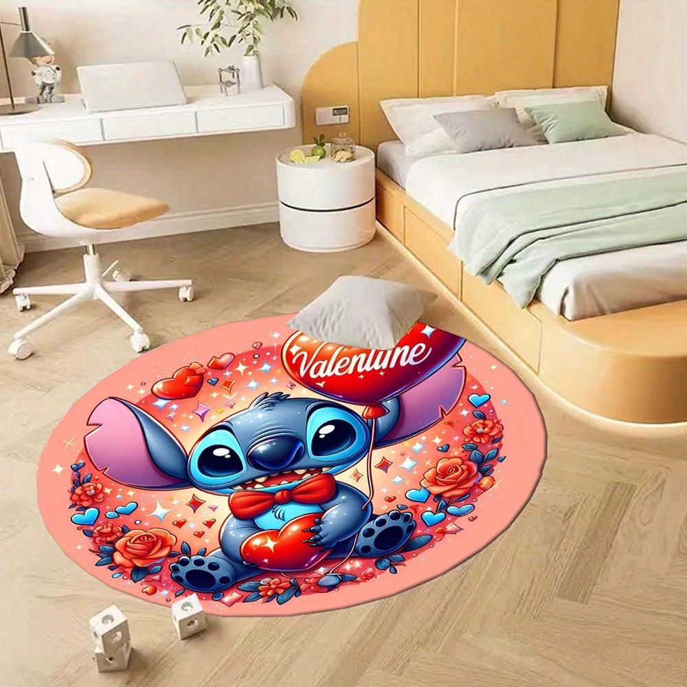 1pc Stitch Round Area Rug , Playroom Bedroom Living Room Indoor Decor Rug , Perfect for Leisure Areas , Bedside , Cloakroom , and Outdoor Sp