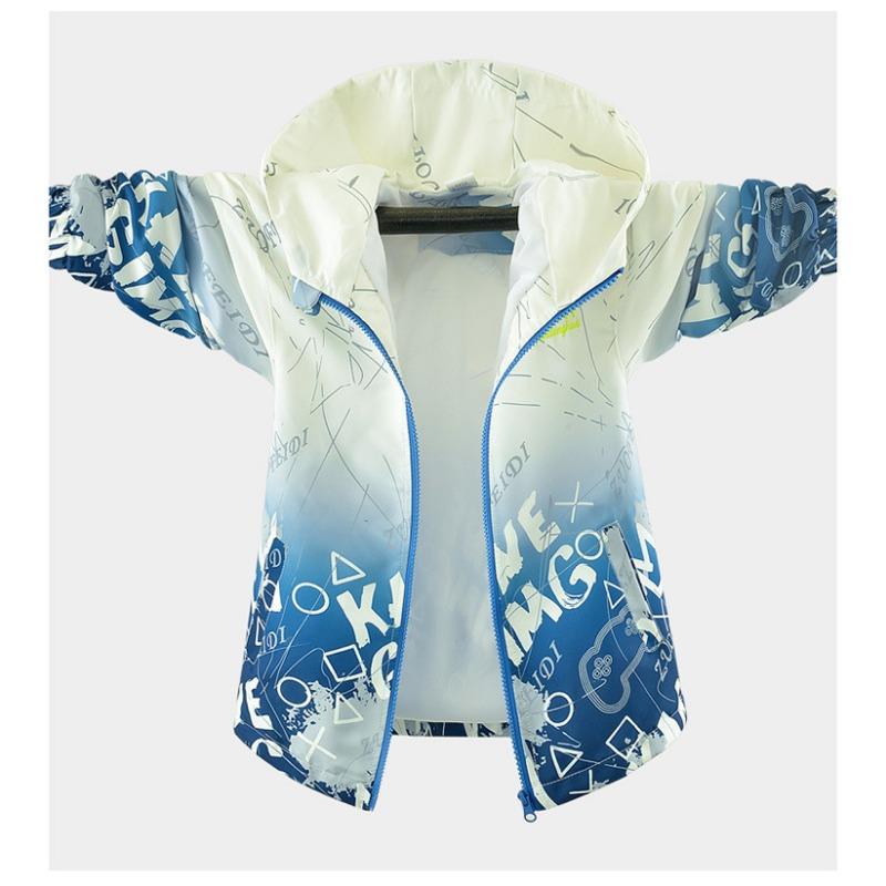 Boys Big Kids Hooded Thin Gradient Outdoor Windbreaker Jacket Children Outerwear