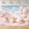 Teddy Bear Hot Air Balloon Backdrop Banner Newborn 1st Birthday Party Decoration Background Baby Shower Photography Studio Props
