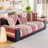 Vintage Winter  Soft Home Decor Red Mats Fleece Universal Shaped One-Piece Non-Slip Fixed Sofa Cushion Throw Cover