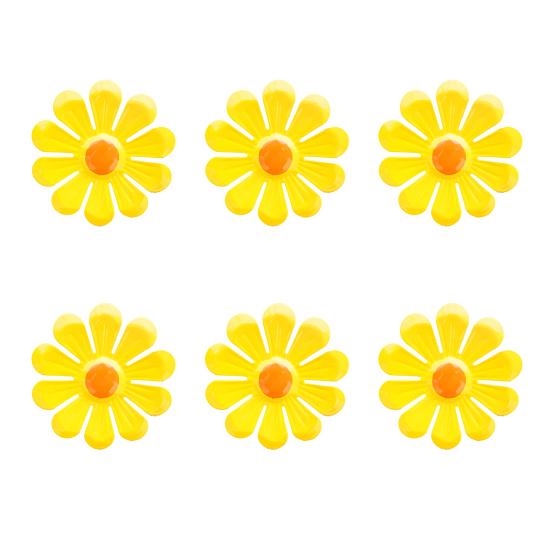 Iron Sunflower Decor 6Pcs Metal Flowers Wall Decor, Flower Ornament Art, Decorative Set Hanging Decoration Garden for Outside Indoor Patio,