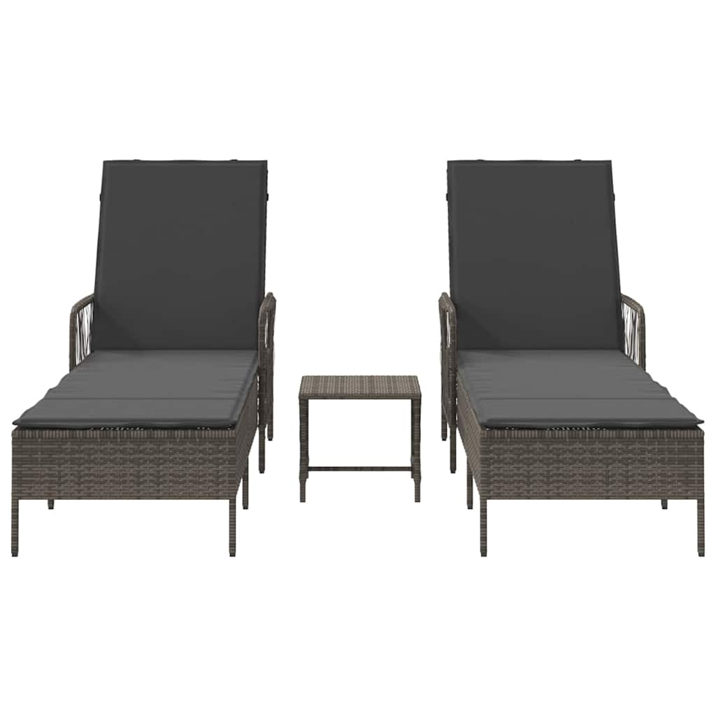 Sun Lounger Set 3 pcs Grey and Dark Grey 55 x 200 x 92 cm