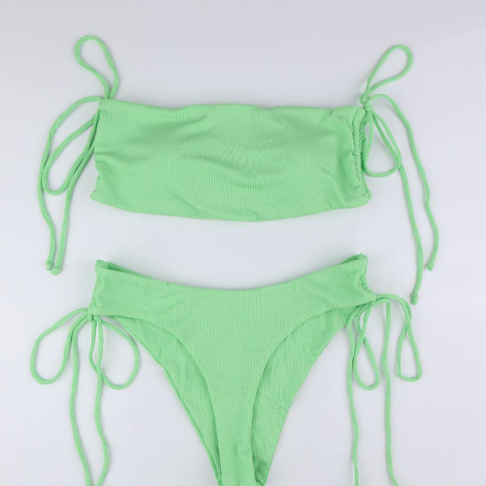 European & American Sexy Bandeau Split Swimsuit - Women's Drawstring Bikini Fashion