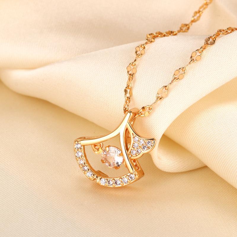 Baojia same hot-selling Seiko ginkgo biloba smart necklace simple niche collarbone chain wholesale