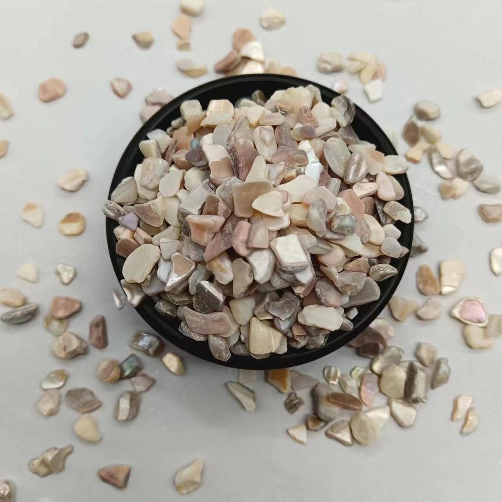 Piedras de Concha de Terrazzo Blanco y Negro de Nácar para Decoración de Acuario y Maceta