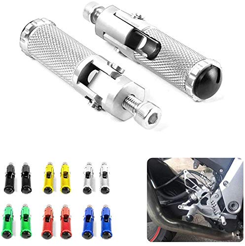 

Szmsmy Motorcycle CNC Universal Footrest Footrest Folding Foot Peg Rear Set Honda Kawasaki Ducati Suzuki Yamaha (Black) (Silver)