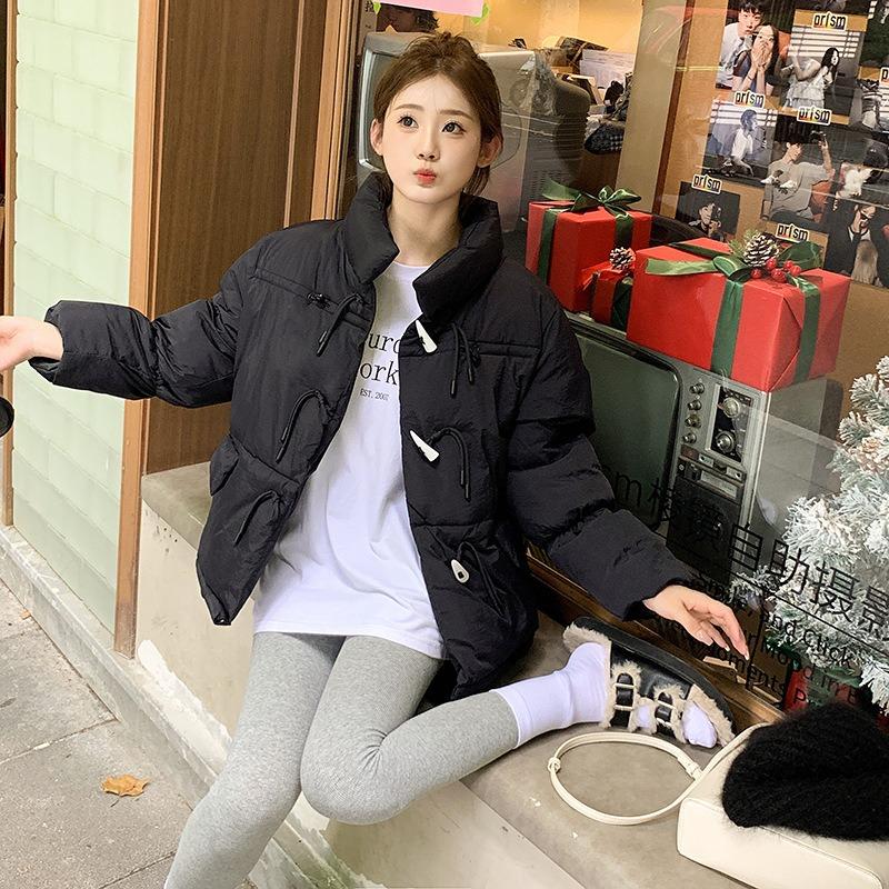Corner button cotton-padded clothes women s winter college style small down cotton clothes short bread clothes jacket tide S