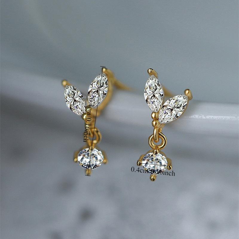 1 Pair of Stylish Simple Leaf Earrings, Small and Delicate Water Drop Leaf Bud Earrings, Niche Design, Sweet Earrings