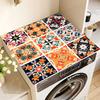 50*60CM Vintage Checkered Printed Washing Machine Dust Cover Pad, Quick-Dry Absorbent Protective Top Mat For Washer And Dryer
