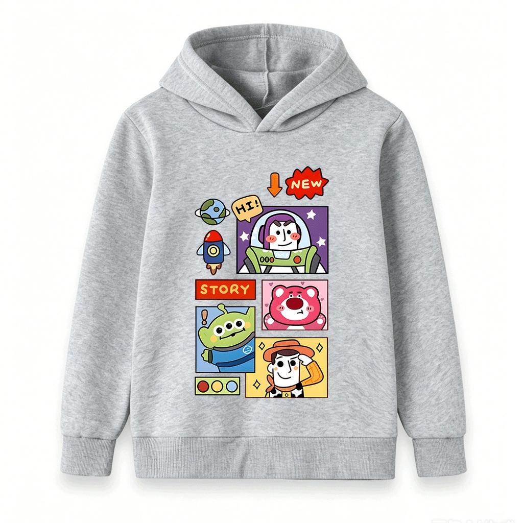Kids Boys Girls Hoodie Cartoon Space Alien Bear Print Pullover Sweatshirt Casual Long Sleeve Top for Toddler Children
